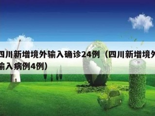 四川新增境外输入确诊24例（四川新增境外输入病例4例）